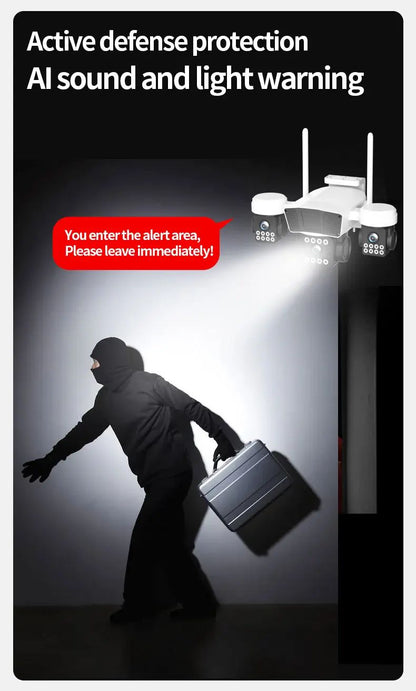 ANSVICAM 12MP 6K UHD WIFI Camera 3-PTZ Outdoor Cam Three Lenses Triple Screens Security Monitor Night Vision Waterproof CCTV