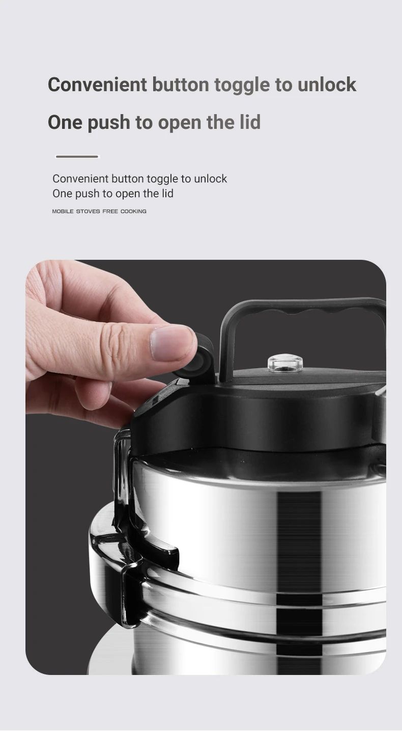 0.8-2L Outdoor Camping Small Pressure Cooker 304 Stainless Steel Portable Rice Cooker for Kitchen Cooking Tool Pressure Cooker