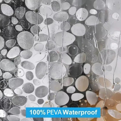 1 Cortina de Chuveiro Impermeável Padrão Seixo Transparente Forro de Cortina de Chuveiro com Ímãs Inferiores Cortina de Banho de Plástico para Banheiro