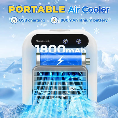 Small portable air conditioner fan, small air cooler, mini humidifier for home and office