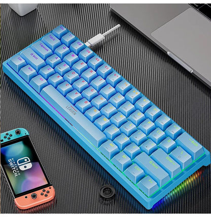 Teclado Mecânico para Jogos K620 Mini 61 Teclas RGB Hotswap Teclado para Jogos com Fio Tipo-C Teclas PBT 60% Teclados Ergonômicos