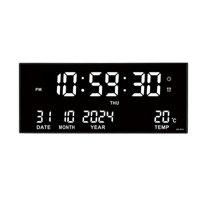 Digital Large Wall Clock Alarm Temperature Date Calendar Display 8 Sets of Alarm Clocks 14'' Electronic LED Clock Plug in Use