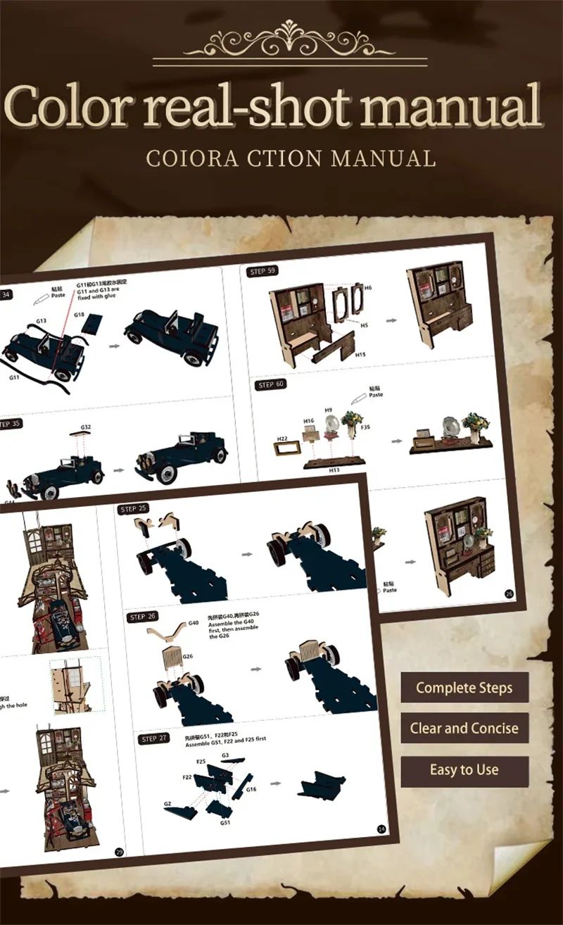 Retro DIY De Madeira Recantos de Livros Figuras Kits de Miniaturas Caixa Surpresa Oficina de Reparos de Artesanato Estante Decoração de Aparadores