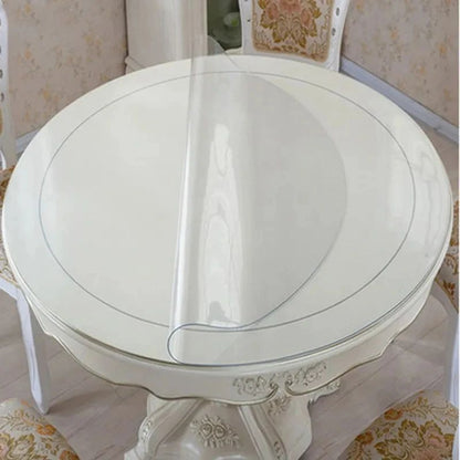 Round PVC Table Cloth Transparent Soft Glass Film Protection Pad Tablecloth Waterproof Oilprpoof Dining Kitchen Desk Protector