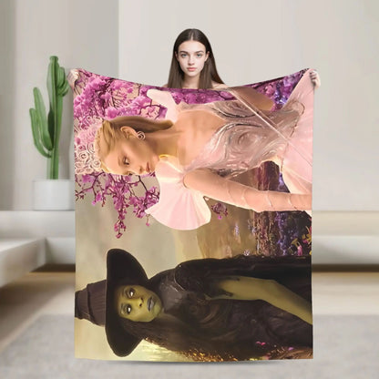 New Wicked Elphaba  Glinda Tonal Soft Warm Blanket Office Plush Bedding Throws Novelty Flannel Bedspread Sofa Bed Cover