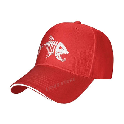 Boné de Pesca Masculino para Ar Livre, Boné de Pesca, Boné de Beisebol, Boné de Golfe, Boné de Caça com Ossos de Peixe de Desenho Animado, Boné Snapback