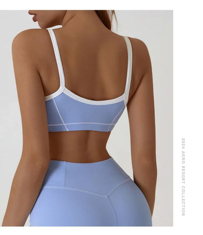 Yoga Sports Bra Color Clashing Shock Absorbing Brassiere Women Full Cup Breathable Gym Tube top Bra Yoga Workout Underwear