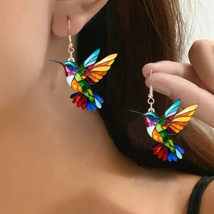 Colar de Acrílico Beija-flor Colorido Formato de Pássaro para Mulheres Meninas Pingentes de Pescoço Joias de Primavera Verão 2025 Presentes de Festa