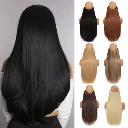 Extensão de cabelo com fio invisível (40cm 50cm 60cm) cabelo liso cabelo encaracolado uso diário adequado para todas as mulheres