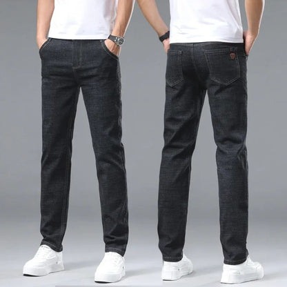 Calça Jeans Masculina de Marca de Luxo Stretch Reta Casual Slim Fit Jeans Masculino Design Clássico de Negócios Calça Tamanho Grande