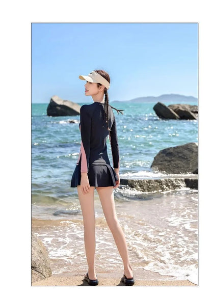 Women's Swimming Suit 2025 New Style Four-Piece Conservative Bikini Long Sleeve Long Pants Surfing Snorkeling Mother Suit