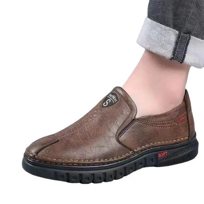 Mens Leather Shoes Slip on Soft Loafers Non Slip Breathable Driving Flats Spring Walking Office Work Shoes Mocassin Homme