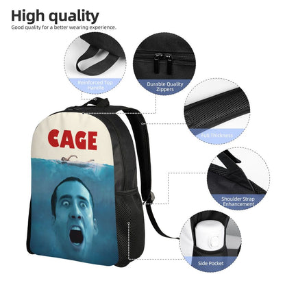 Custom Nicolas Cage Meme Laptop Backpack Women Men Basic Bookbag for College School Student Funny Bags