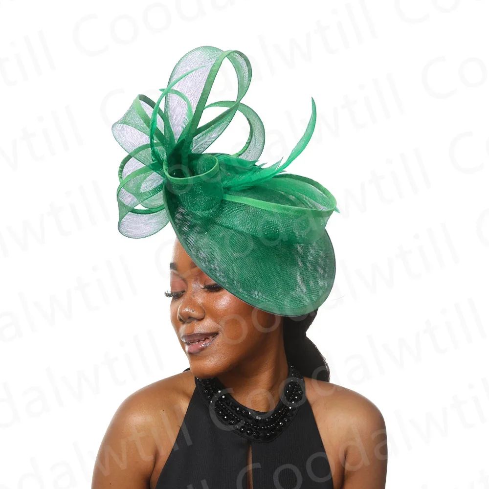 Chapéu Fascinator de Casamento Feminino, Chapéu de Millinery para Eventos Formais na Igreja, Chá, Corrida Kentucky Derby, Chapeau com Pena