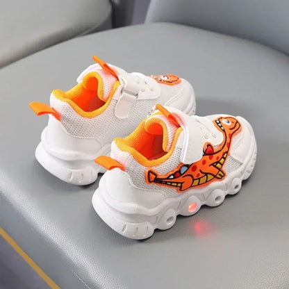 LED Children Cute Cartoon Boys Casual Sneaker for Children Shoes Girl Mesh Breathable Lighting Shoes Baby Illuminated Shoe