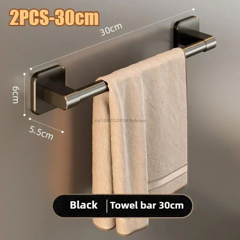Wall Mounted Towel Rack Bathroom Storage Rack No Drilling Bathroom Horizontal Bar Towel Rack Kitchen Bathroom Accessories