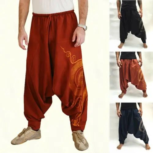 Men's Hippie Yoga Harem Pants Casual Elastic Waist Baggy Men Baggy Hippie Boho Gypsy Aladdin Hippie Boho Aladdin Alibaba Harem