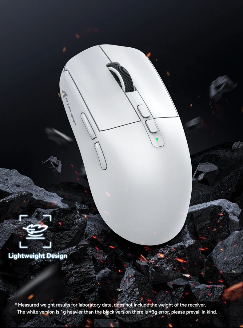 Attack Shark X6 PAW3395 Bluetooth Mouse,2.4 Tri-Mode Connection, RGB Touch Magnetic Charging Base, Macro Gaming Mouse