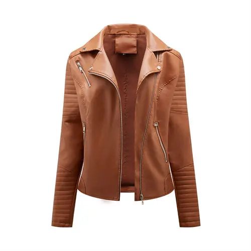Black Women Faux Leather Jacket Spring Autumn Zipper Casual Pu Coat Female Biker Outerwear Ladies Clothes S-XXXL