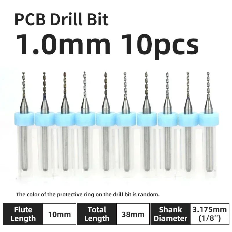Broca PCB 10pcs Conjunto de Brocas Micro Diâmetro de Aço Tungstênio 1/8" Cabo Fixo Mini Broca CNC 0.1-3.175mm
