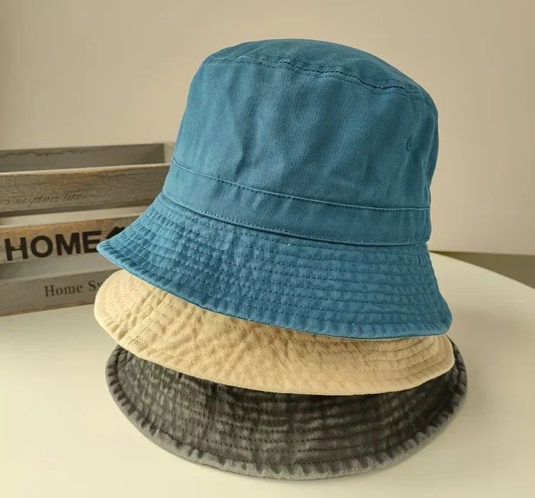 2025 Coreano Boné Pescador Jeans Lavado Cabeça Grande Masculino Chapéu de Sol Algodão Tamanho Grande 64cm Bob Panamá Unissex Tamanho Grande Boné de Pescador