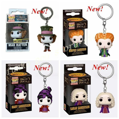 Chaveiro de Bolso FUNKO Disney Chapeleiro Louco Hocus WINIFRED SANDERSON Sarah Mary Bonecos de Ação Modelo Brinquedos