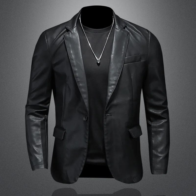 2025 2025 Men's Solid Colors Motorcycle PU Jacket Autumn Male PU Leather Jackets Casual Biker Leather Coats Brand Clothing Men C
