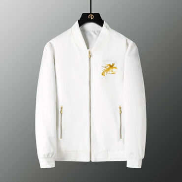 White, black men's phoenix embroidery jacket Slim youth jacket Outdoor sports trend tops Men's jackets