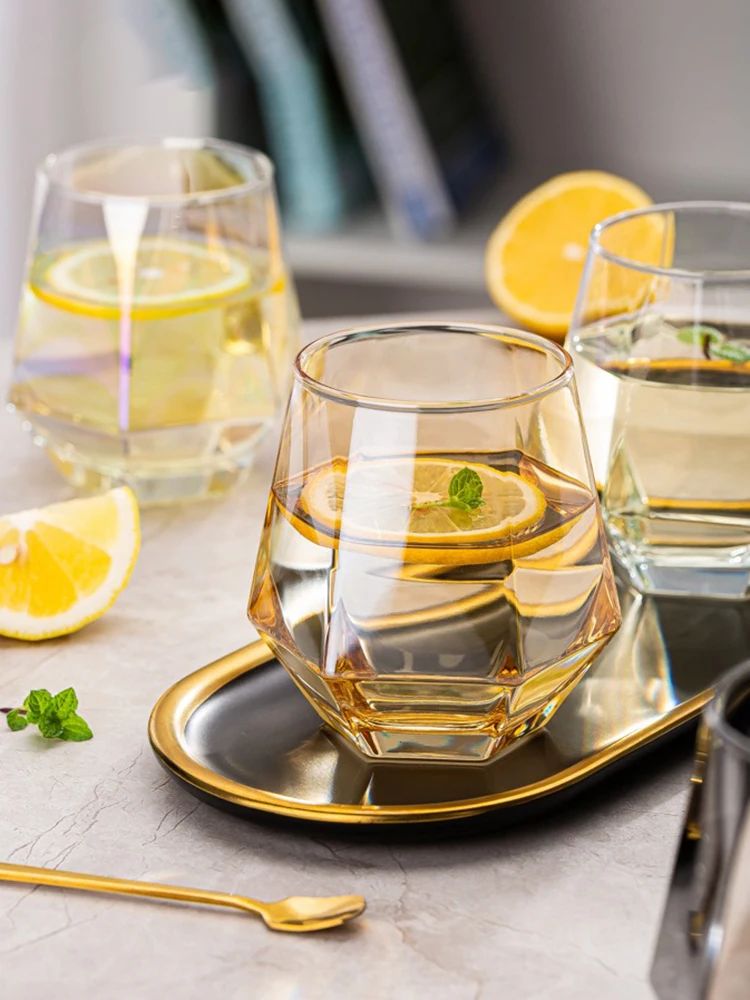 Taças de Vinho Borda Hexagonal 300ml Taça Transparente para Coquetéis Bar Festa Clube Banquete Utensílio para Beber Champanhe Limonada Água