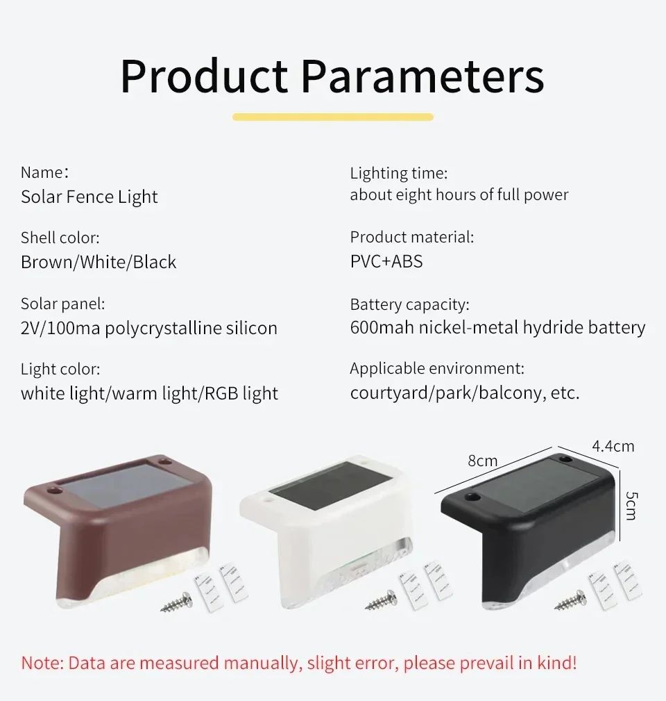 1-8Pack Solar Deck Lights Outdoor Waterproof Solar LED Lights Garden Decor Sunlight for Stairs Railing Yard Pathway Lighting