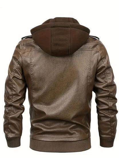 New Fake Two Pieces Motorcycle Leather Jackets Man Casual Fashion Motorcycle Coat Slim PU Lapel Jackets Autumn Leather Coat Male
