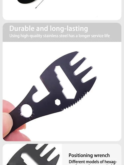 Outdoor Multi-functional 5-in-1 EDC Camping Survival Tool Stainless Steel Fork Knife Spoon Can Opener Bottle Opener Wrench