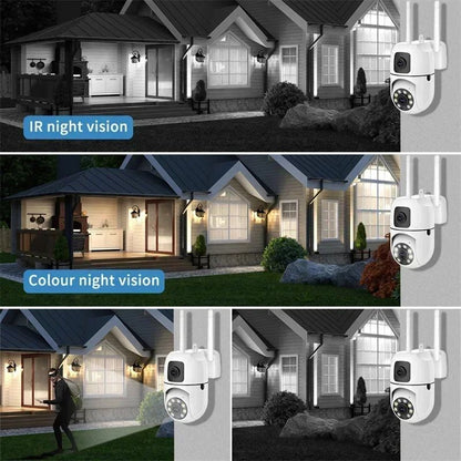 8MP WIFI Surveillance Camera Dual Lens Dual Screen IP Cameras Wireless Auto Tracking Color Night Vision 8X Digital Zoom CCTV Cam