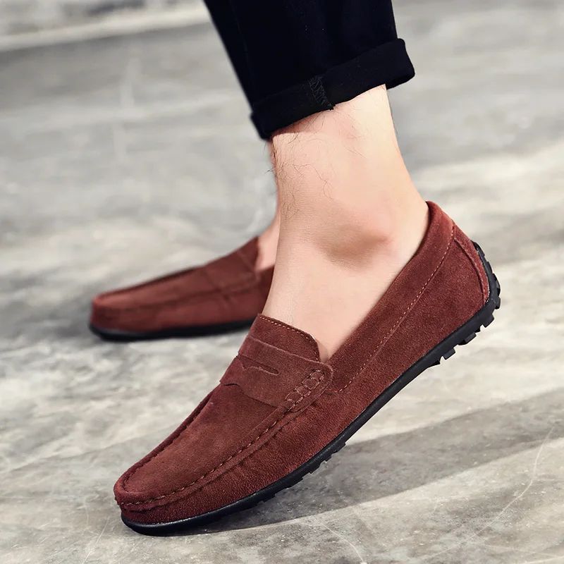High Quality Leather Men Loafers  Slip on Mens Casual Shoes Fashion Flats Male Driving Shoes Moccasins Ten Colors Size 38-47