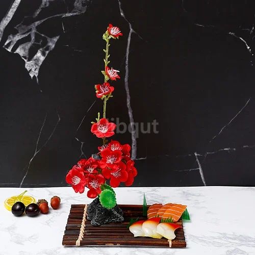 Bandeja de prato para frutos do mar, Barco de Sushi, Plantas de Flores Decorativas, Concepção Artística, Pequeno Ornamento Decorativo, Flor de Pêssego Criativa