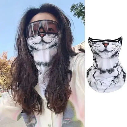 3d Printed Cats Dogs Design Full Face Mask Neck Protector Funny Cute Quick Dry Helmet Liner For Party Outdoor Windproof Masks