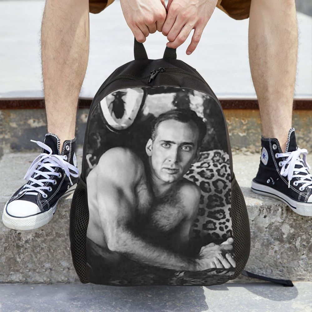 Custom Nicolas Cage Meme Laptop Backpack Women Men Basic Bookbag for College School Student Funny Bags