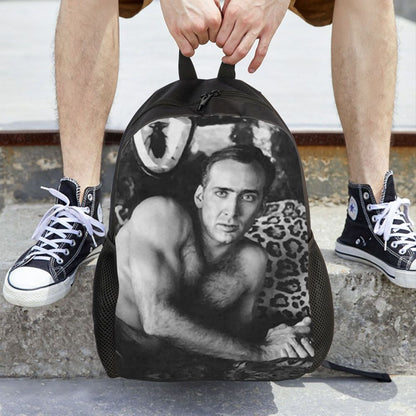 Custom Nicolas Cage Meme Laptop Backpack Women Men Basic Bookbag for College School Student Funny Bags