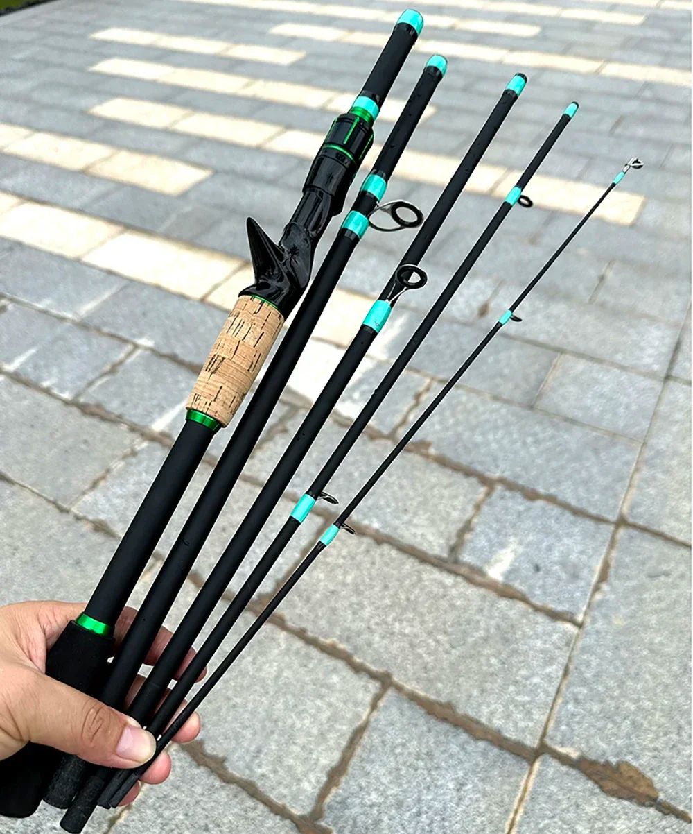 Vara de Pesca de Arremesso e Spinning, Ponta Sólida ML 1,8/2,1m, Ultraleve, para Jigging de Trutas, 4/5 Seções, Pesca