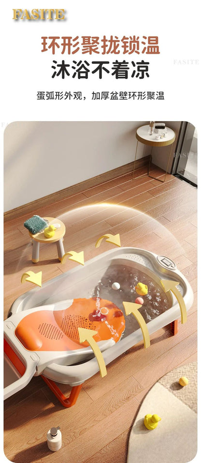 Baby bath baby lying bath folding large bath bucket home children shampoo supplies.
