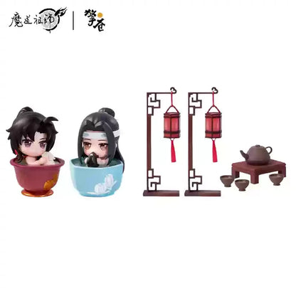 Mo Dao Zu Shi Versão Q Oficial de "Jade Cup Flowing Light" Wei Wuxian Lan Wangji Anime Periférico Enfeites Action Figurine