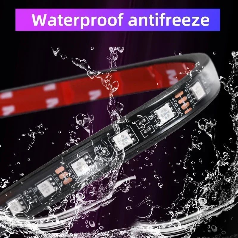 Barra de Luz Decorativa para Moto 12V com Controle Flexível e à Prova D'água, 12 LEDs RGB, Controle por Aplicativo, Luz Ambiente para Carro e Moto