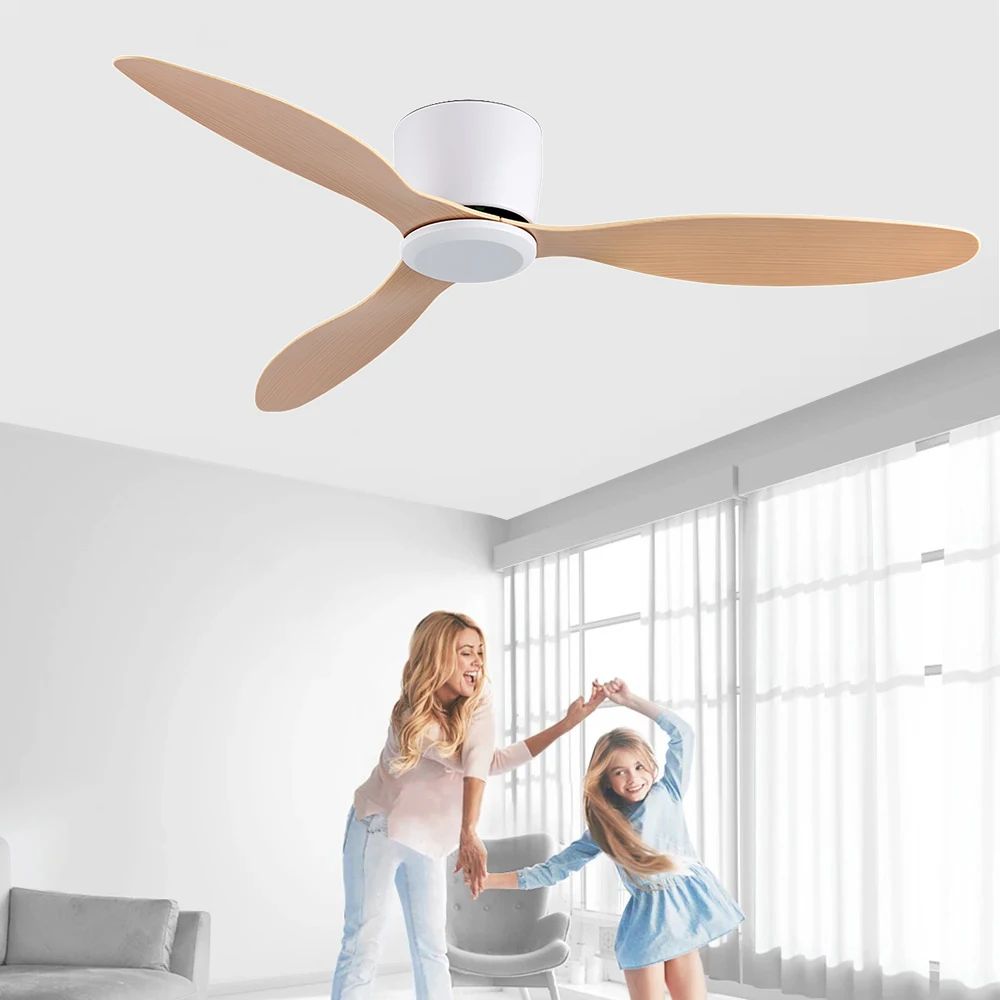 Ceiling Fan Low Floor DC Motor Electric Fan Remote Control Large Household Fan Without Light for Living Room Bedroom