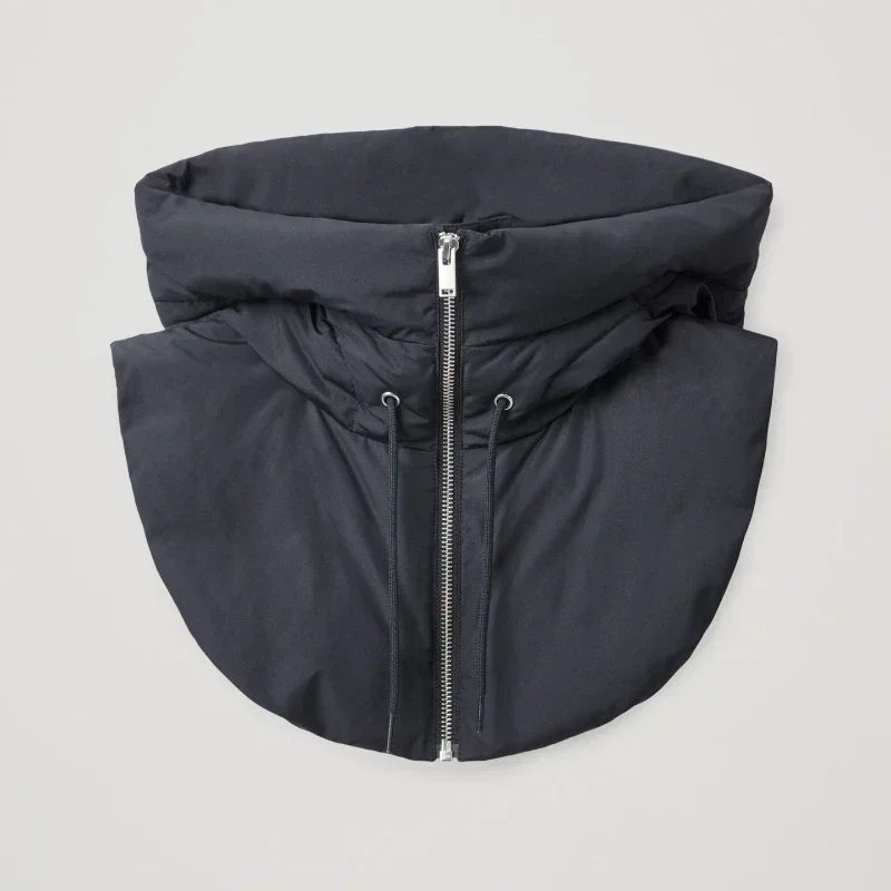Chapéus com capuz de penas ultraleves de inverno para mulheres e homens Cachecol de anel quente Balaclava Chapéu de pescoço com zíper Cachecol de casaco com cordão Top curto