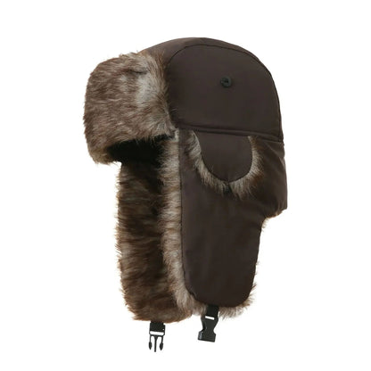 Chapéu de Inverno Unissex para Homens e Mulheres, Tipo Trapper, Aviador, Trooper, com Protetores de Orelha, Chapéu de Esqui, Novo Chapéu Bomber, Chapéu de Esqui Russo, Chapéu de Pelúcia Sintética