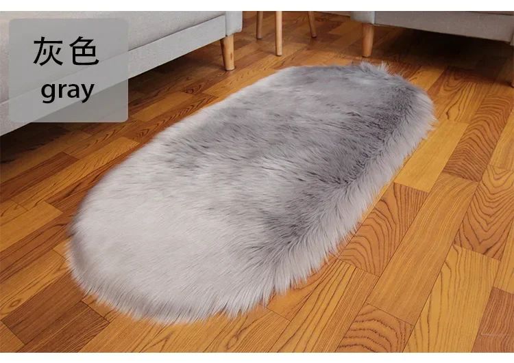 Super Soft Plush Oval Rug Mat Fluffy White Carpets for Living Room Home Decor Bedroom Kid Room Decoration Salon Thick Pile Rug