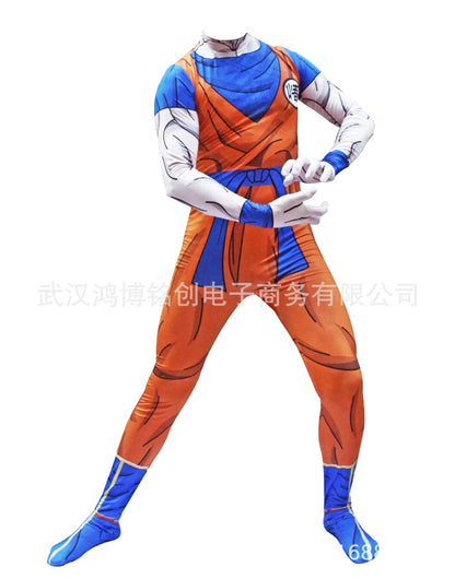 Kids Adult Suit Son Goku Majin Vegeta Cosplay Costume Anime Superhero Jumpsuit Black Hair Halloween Costume