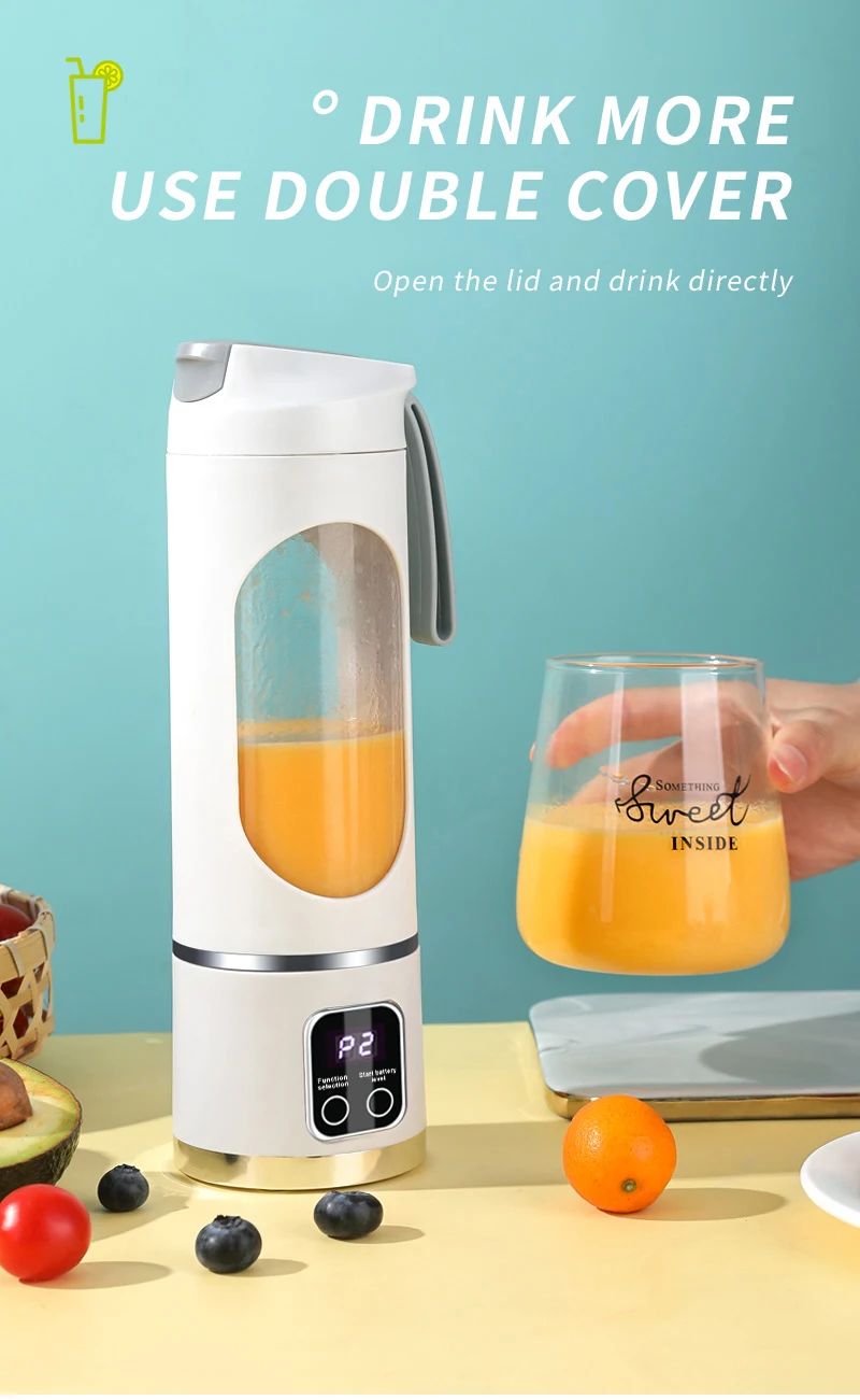 2025 Novo Carregamento Doméstico MINI Triturador de Gelo Elétrico Potente Motor 450ML Grande Capacidade Copo de Suco com Display Digital