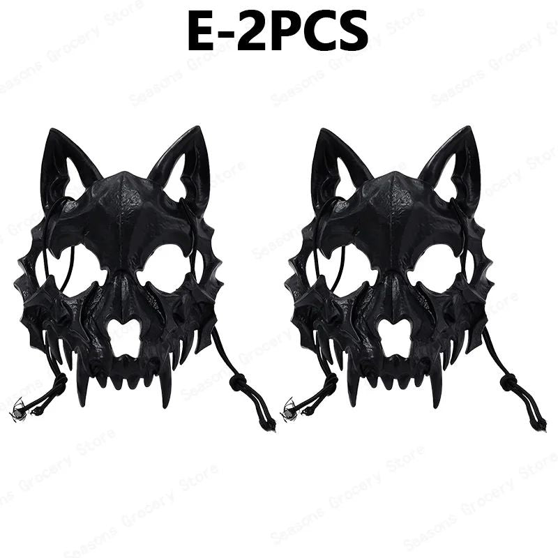 Halloween Half Face Mask Popular Dragon God Fierce Tiger Night Dog Man Wolf Costume Skull Performance Mask Mask Deadpool Terror
