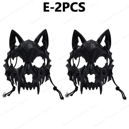 Halloween Half Face Mask Popular Dragon God Fierce Tiger Night Dog Man Wolf Costume Skull Performance Mask Mask Deadpool Terror